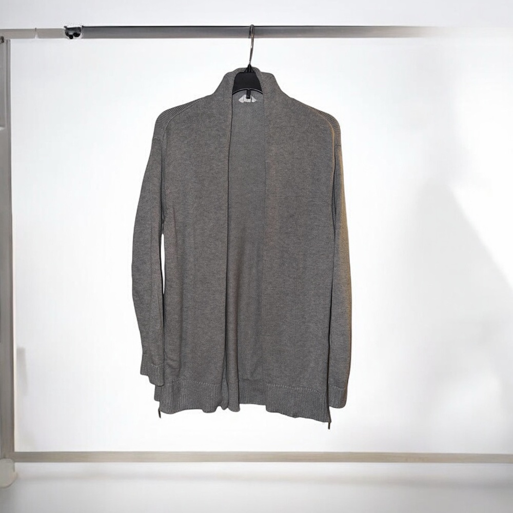 J. JILL Side Zipper Open Front Cardigan Sweater Long Sleeve Cotton